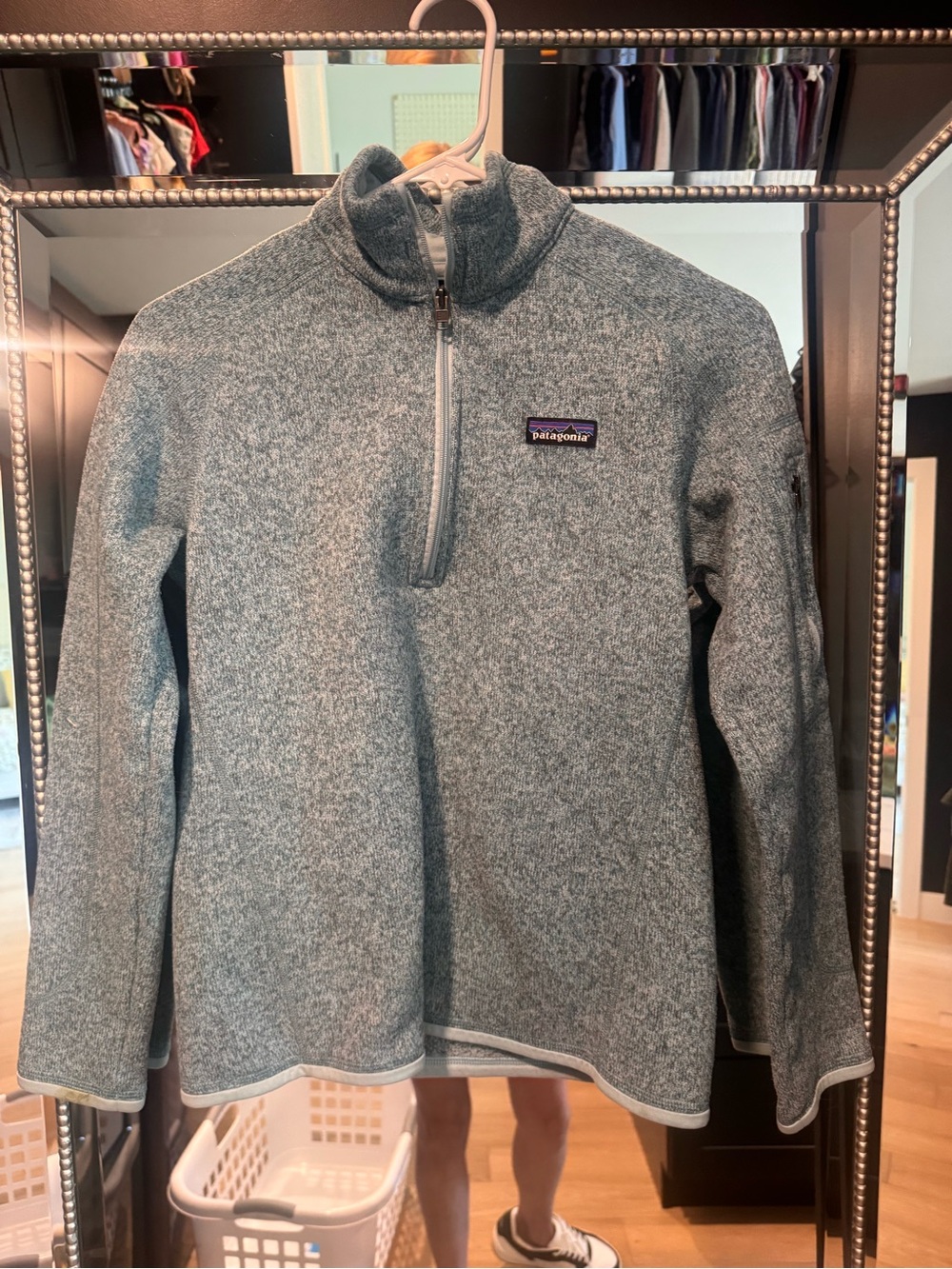 Patagonia womens Heathered Light Blue Quarter-Zip better sweater pullover